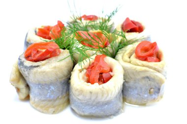 herring roulades with peppers