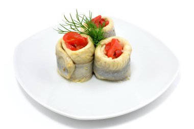 herring roulades with peppers
