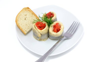 herring roulades with peppers