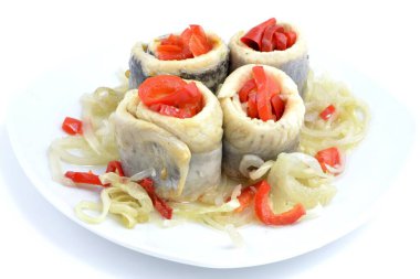 herring roulades with peppers