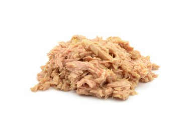 tuna shredded on a white background