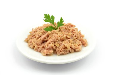 tuna shredded on a white background