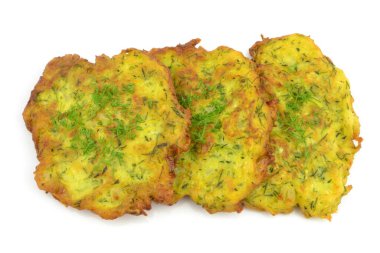 zucchini pancakes on a white background