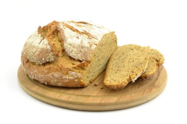 Beyaz arkaplanda toptan ekmek