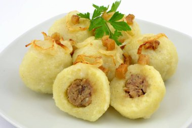 dumplings with meat on a white background