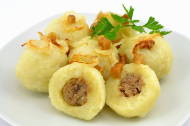 dumplings with meat on a white background