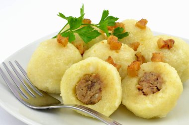 dumplings with meat on a white background