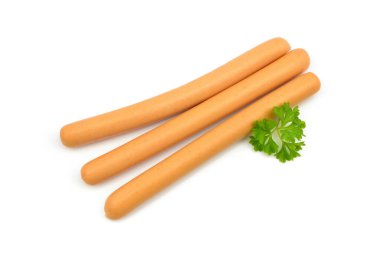 Beyaz arkaplanda sosisliler