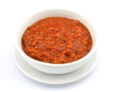 spaghetti sauce on a white background