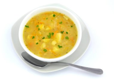 cabbage soup on a white background