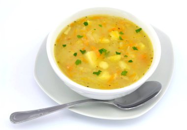cabbage soup on a white background