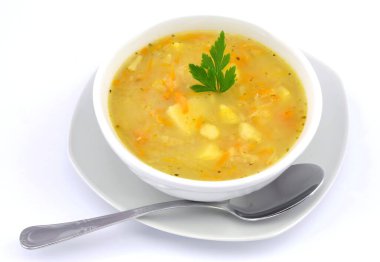 cabbage soup on a white background