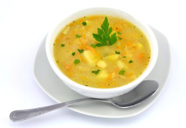cabbage soup on a white background