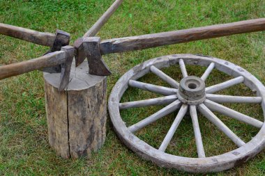 ax and old wheel