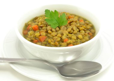 lentil soup on a white background
