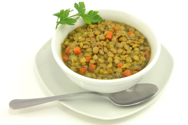 lentil soup on a white background