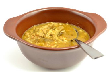 tripe soup on a white background