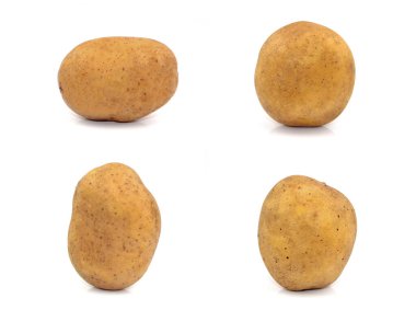 Beyaz arka planda patatesler