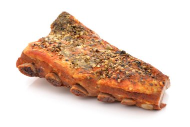 baked pork ribs on a white background