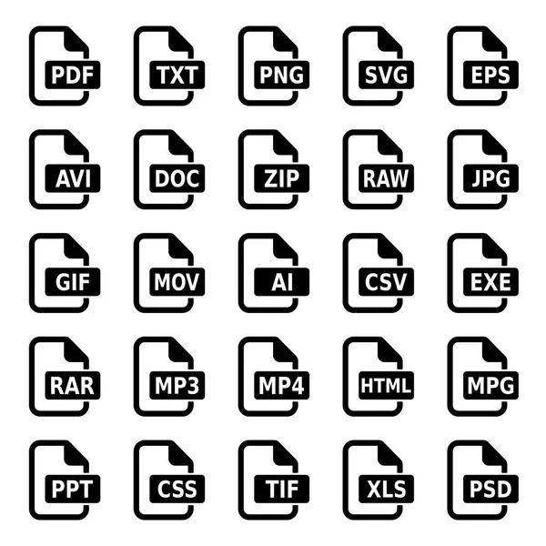 Formato Documento Conjunto Iconos — Archivo Imágenes Vectoriales
