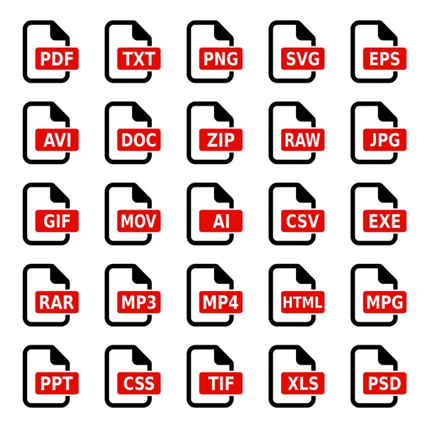 Formato Documento Conjunto Iconos — Archivo Imágenes Vectoriales