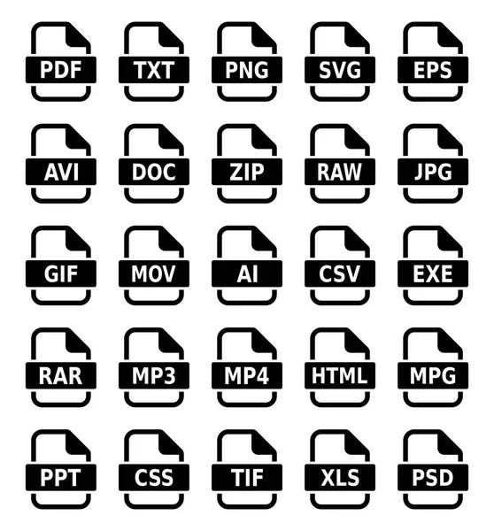 Formato Documento Conjunto Iconos — Vector de stock