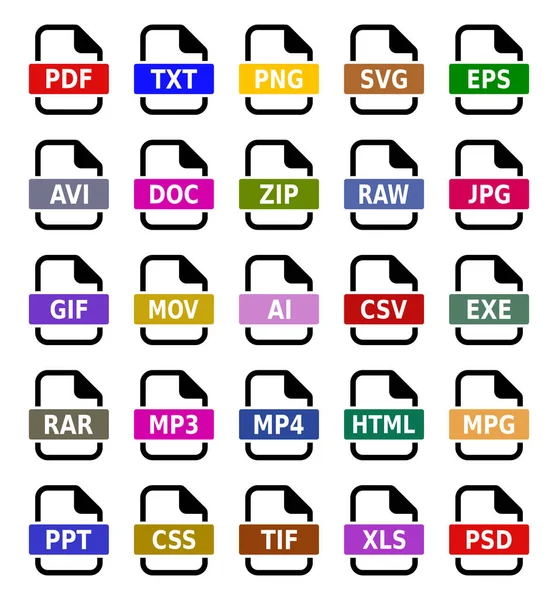 Formato Documento Conjunto Iconos — Vector de stock