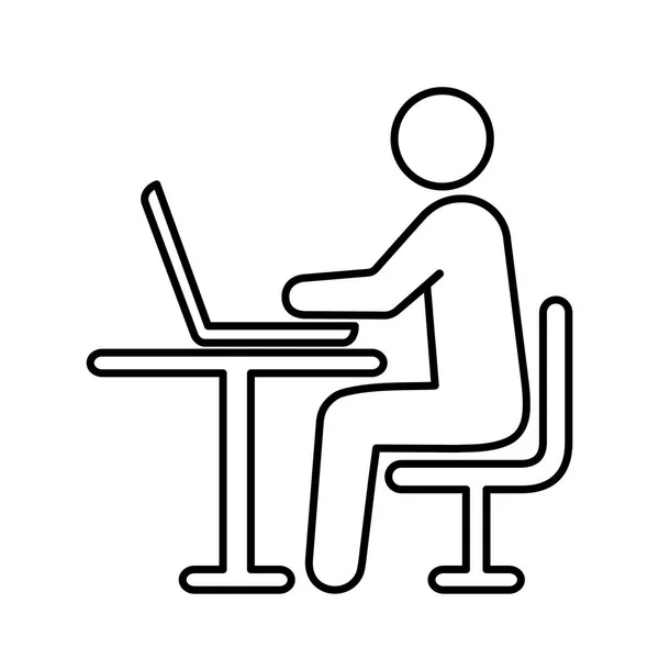 stock vector silhouette of a man sitting at a desk with a laptop
