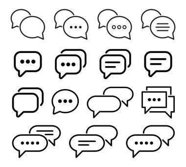 Beyaz arkaplanda sohbet simgeleri kümesi