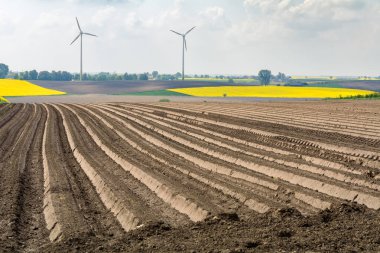 Alan ve rüzgar türbinlerinin görüntüsü