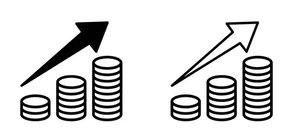 Gráfico Crecimiento Beneficios Icono Moneda — Vector de stock