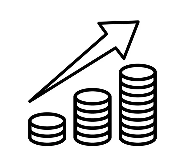 Gráfico Crecimiento Beneficios Icono Moneda — Vector de stock