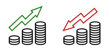 kazanç artışı ve azalma grafiği, sikke simgesi