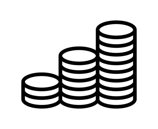 Monedas Icono Aislado Sobre Fondo Blanco — Vector de stock