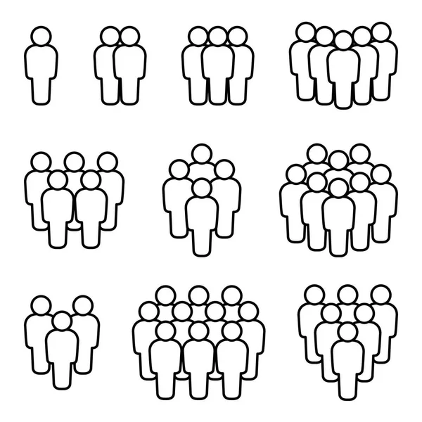 People Icon Set Crowd Symbol — Stock Vector