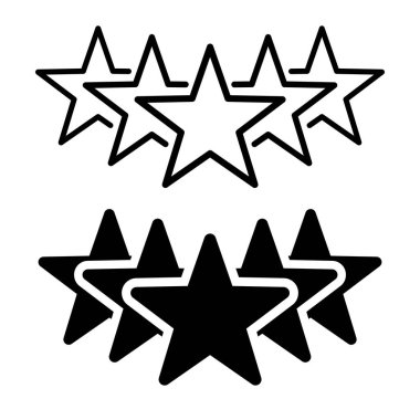 Beyaz arkaplanda yıldız simgeleri