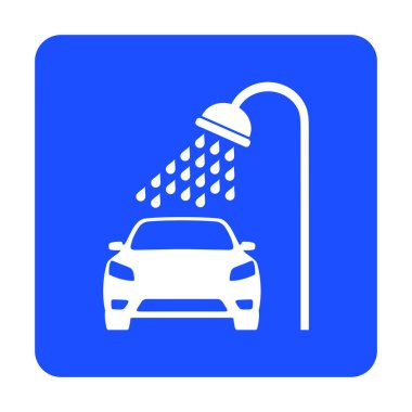 Oto yıkama simgesi beyaz zemin üzerine