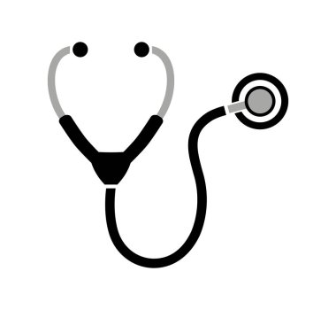 Beyaz arkaplanda steteskop simgesi