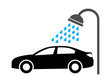 Oto yıkama simgesi beyaz zemin üzerine