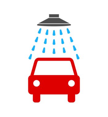 Oto yıkama simgesi beyaz zemin üzerine