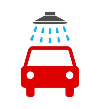 Oto yıkama simgesi beyaz zemin üzerine