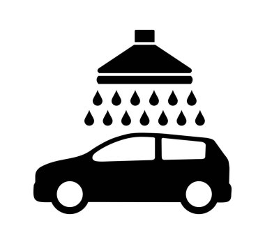 Oto yıkama simgesi beyaz zemin üzerine