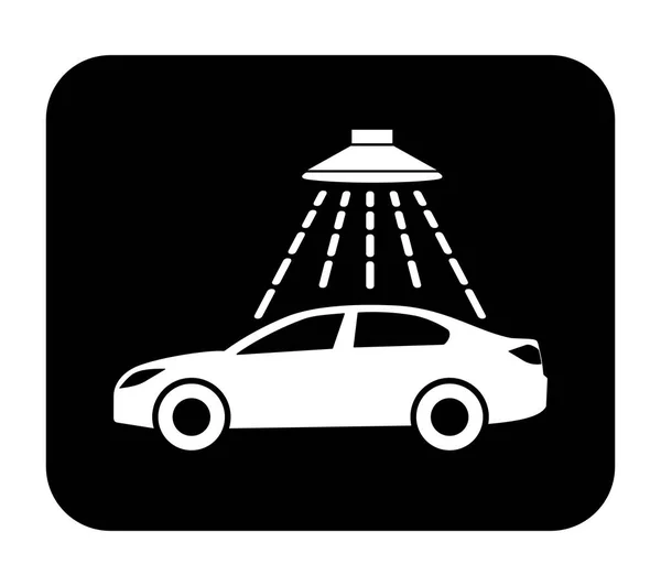 Знак Мийки Автомобіля Вектор Біла Ікона Чорному Квадраті Ізольовані — стоковий вектор