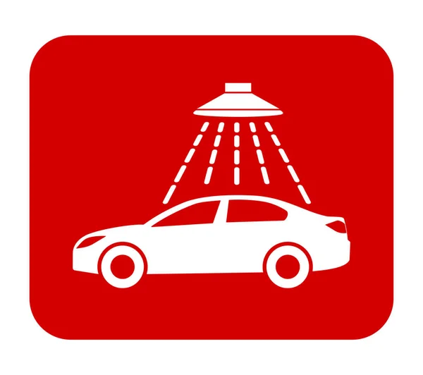 Πινακίδα Πλυντηρίου Αυτοκινήτων Βέκτορ Λευκή Εικόνα Κόκκινο Τετράγωνο Μεμονωμένα — Διανυσματικό Αρχείο