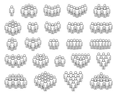 İnsan simgesi seti. Kalabalık simgesi.