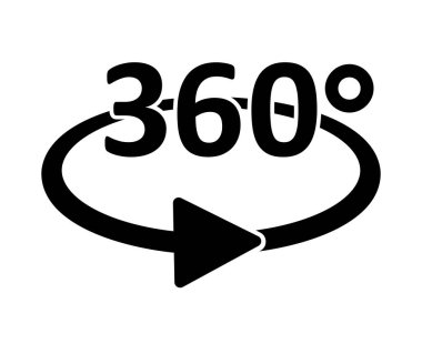 Beyaz arkaplanda 360 derece simge