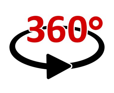 Beyaz arkaplanda 360 derece simge
