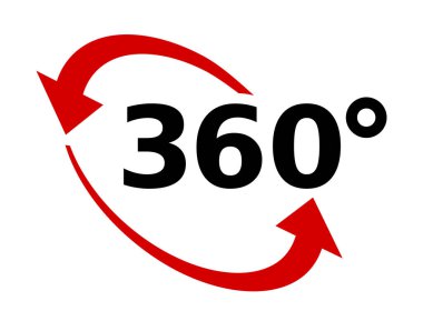 Beyaz arkaplanda 360 derece simge