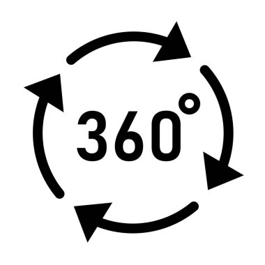 Beyaz arkaplanda 360 derece simge