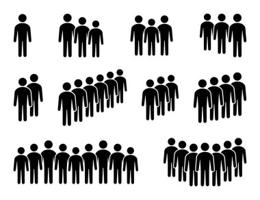 İnsan simgesi seti. Kalabalık simgesi.